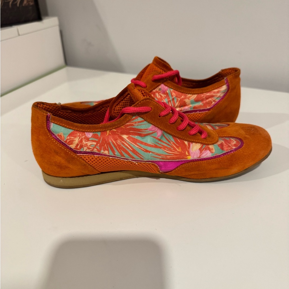 Versus Versace  orange floral sneakers - Picture 8 of 12